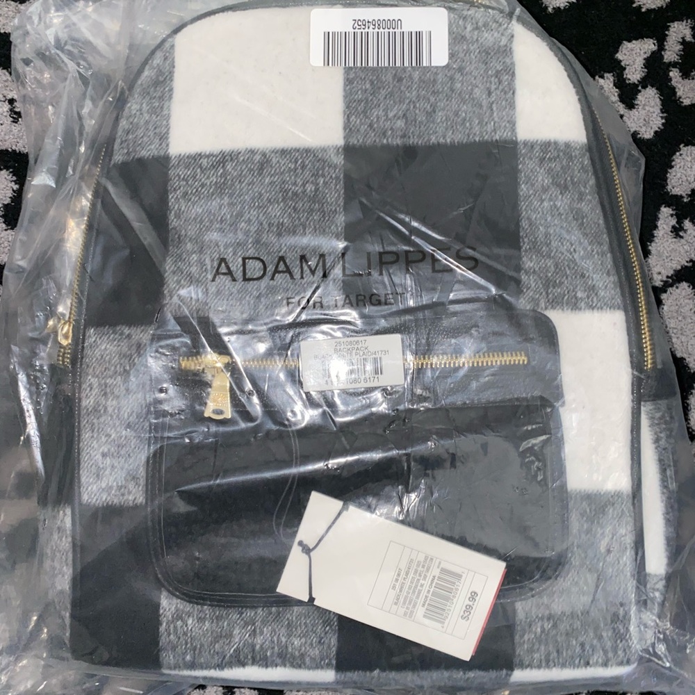 Adam Lippes for Target Black and white buffalo plaid backpack